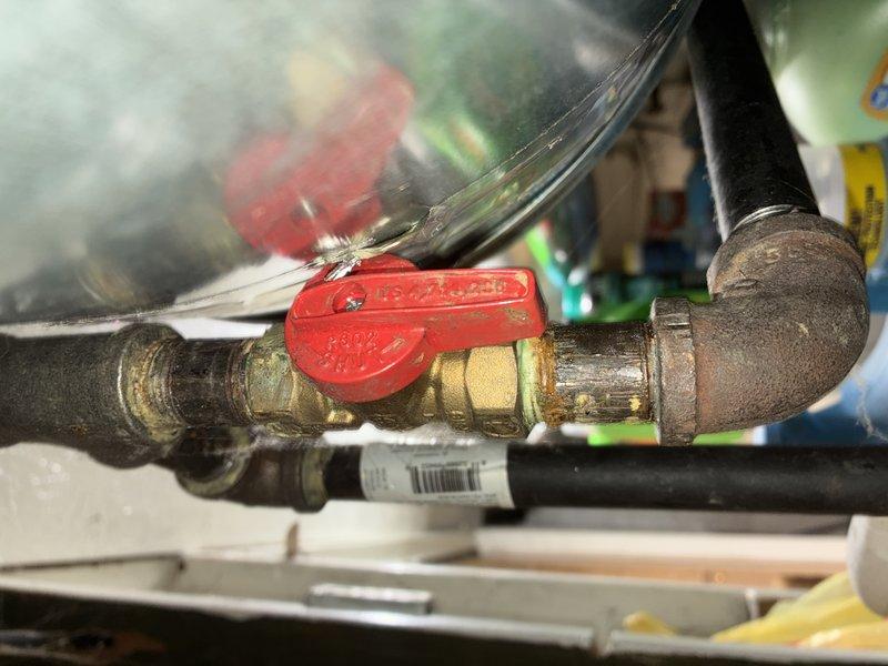 Completed routine maintenance on two MVP furnace units as scheduled. Inspected and verified proper installation of air filter in ventilation system, which was found to be in good condition with no visible damage or excessive dirt buildup. Examined plumbing components including brass shut-off valve with red handle, noting minor corrosion/mineral deposits but confirming proper functionality.