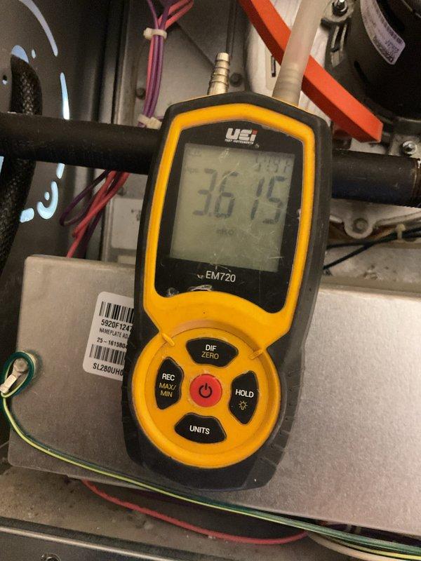 Performed comprehensive furnace tune-up including inspection of components and electrical connections. Conducted diagnostic testing with UEi EM720 meter, verifying proper voltage readings at 36.15V across control board terminals. Adjusted and cleaned critical components to ensure optimal system performance for the heating season.