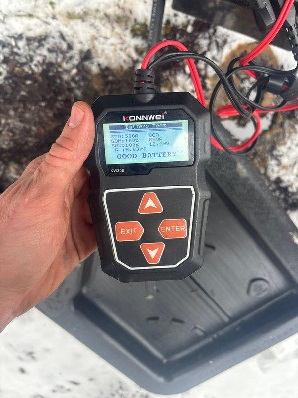 Performed scheduled maintenance on a 5-year-old 14kW Generac generator. Conducted battery diagnostics using KONNWEI KW208 tester which confirmed battery is in good condition (12.59V, 6.13 mΩ). Inspected fuel filter, connections, and associated wiring to ensure proper operation.