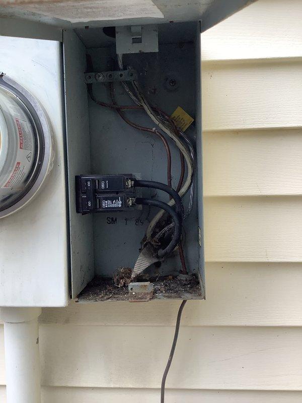 Responded to a no-power service call where customer reported outage affecting most of the home. Upon inspection of the main panel, found corroded connections at the service entrance due to water infiltration. Replaced damaged main breaker and restored electrical service to the property after verifying proper voltage readings at all circuits.
