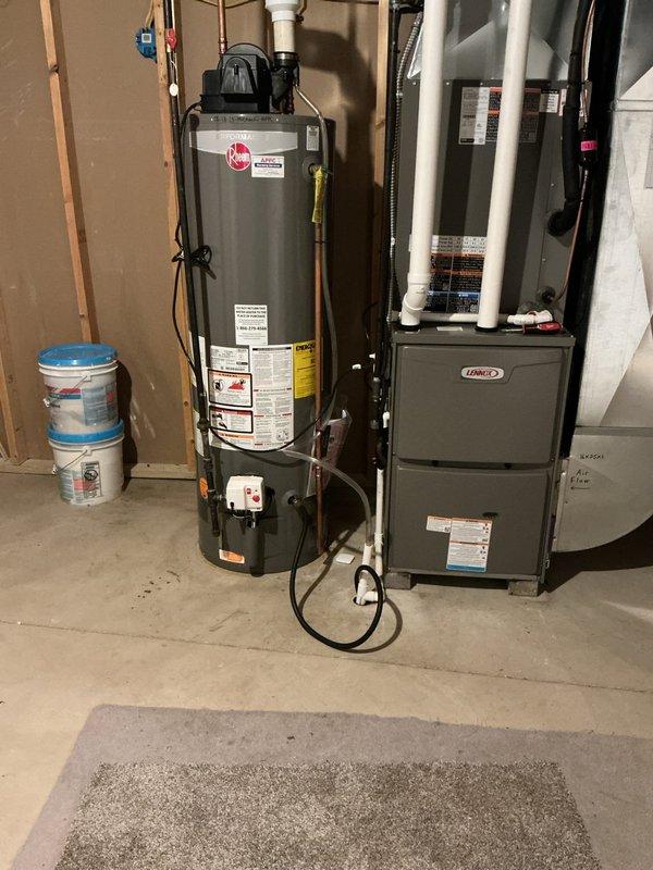 Performed routine maintenance flush on Rheem tanked water heater (2023 model) to remove sediment buildup and maintain optimal performance. System was fully drained, inspected for proper functionality, and refilled with fresh water. All connections were verified secure with no leaks detected upon completion of service.