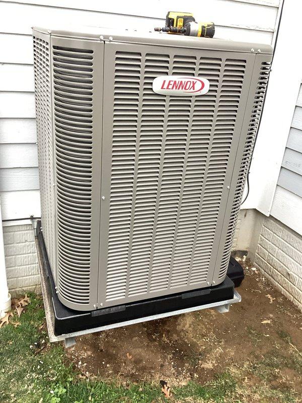 Performed routine maintenance service on customer's Lennox outdoor AC unit. Inspected electrical components and wiring connections, confirming all were properly secured and in good working condition. Advised customer that soft start capability was not available for this particular model.