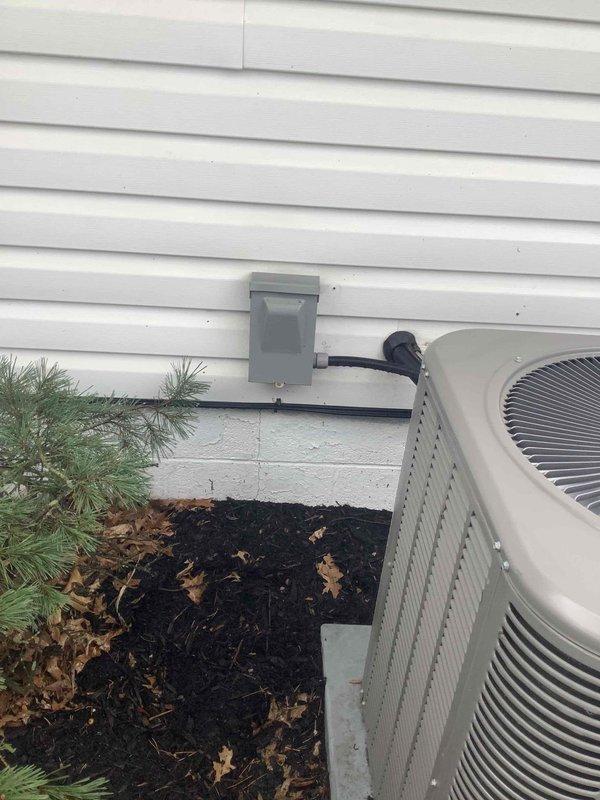 Performed scheduled maintenance on Lennox cooling system as part of combined HVAC service package. Inspected outdoor condenser unit for proper installation on concrete pad, verified adequate clearance around unit, and confirmed electrical disconnect box connections were secure. Unit was found to be in good operating condition with no visible damage to cooling fins or refrigerant lines.