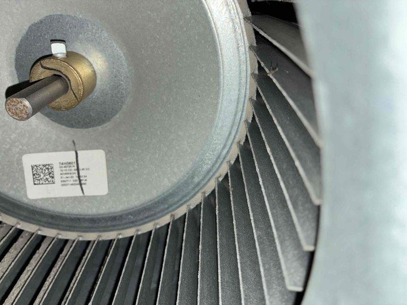 Performed routine cooling maintenance on Lennox outdoor AC unit. Inspected fan motor and blower assembly for proper operation, cleaned unit exterior, and verified system is functioning correctly. All components in working order with no issues detected.