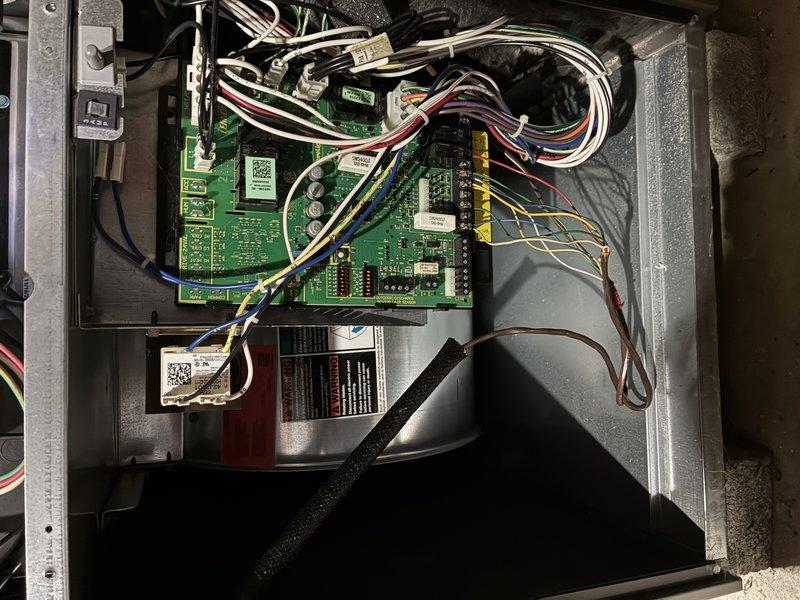 Performed routine MVP Heating maintenance service, inspecting furnace components and electrical systems. Examined control board wiring connections and circuit integrity, confirming proper operation of all electronic components. Verified condensate drainage system functioning correctly with no blockages in PVC piping.