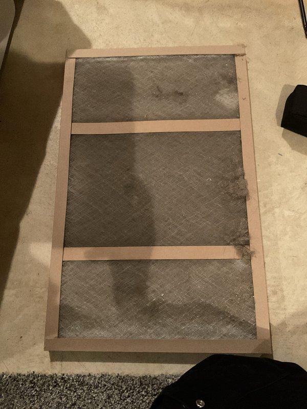 Performed scheduled AC maintenance in conjunction with furnace service. Inspected and documented condition of existing air filter, which showed significant dust accumulation and discoloration requiring replacement. Utilized specialized HVAC tools to complete system maintenance procedures according to manufacturer specifications.