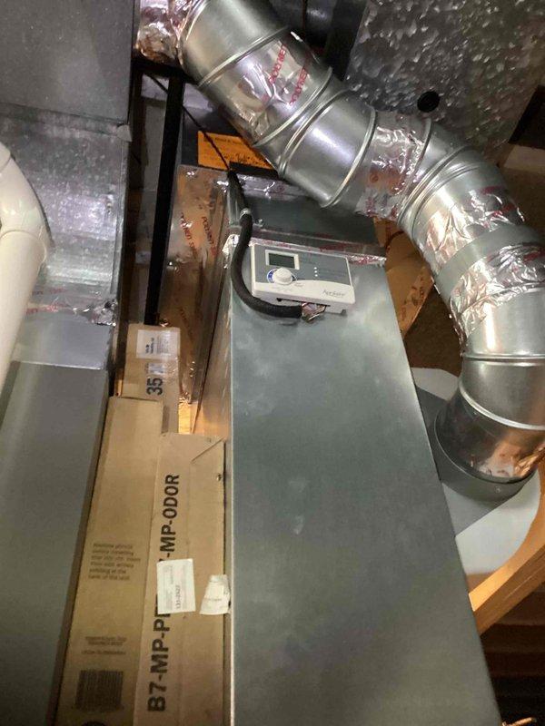 Performed scheduled BS-MVP heating maintenance service. Inspected furnace components including blower motor assembly, control boards, and electrical connections. Examined PVC intake/exhaust venting system and verified proper ductwork installation with secured joints.