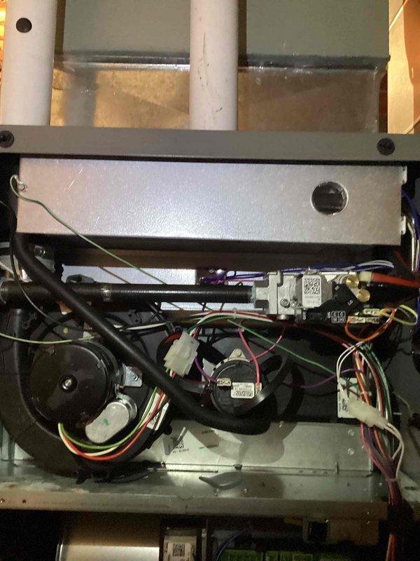 Performed scheduled MVP Cooling maintenance on 11-year-old system. Conducted thorough inspection of internal components including ECM drive control board, wiring connections, and blower assembly. All electrical connections were verified secure, system operations confirmed normal with no visible damage or wear requiring immediate attention.