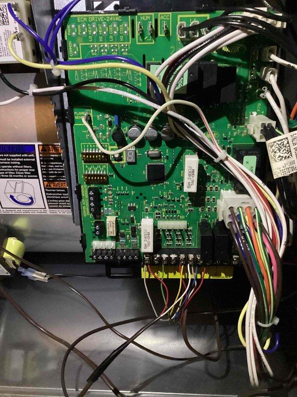 Performed scheduled MVP Cooling maintenance on 11-year-old system. Conducted thorough inspection of internal components including ECM drive control board, wiring connections, and blower assembly. All electrical connections were verified secure, system operations confirmed normal with no visible damage or wear requiring immediate attention.