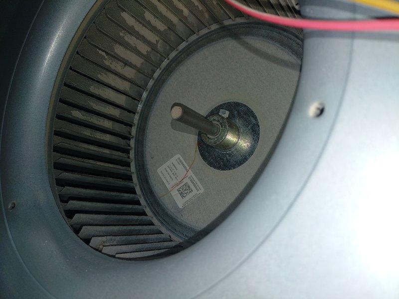 Performed scheduled A/C system maintenance which included inspection and cleaning of the blower wheel assembly that showed significant dust accumulation on the fan blades. Checked the furnace unit connections, PVC ventilation piping, and electrical components for proper operation and safety compliance, ensuring optimal system performance for the cooling season.