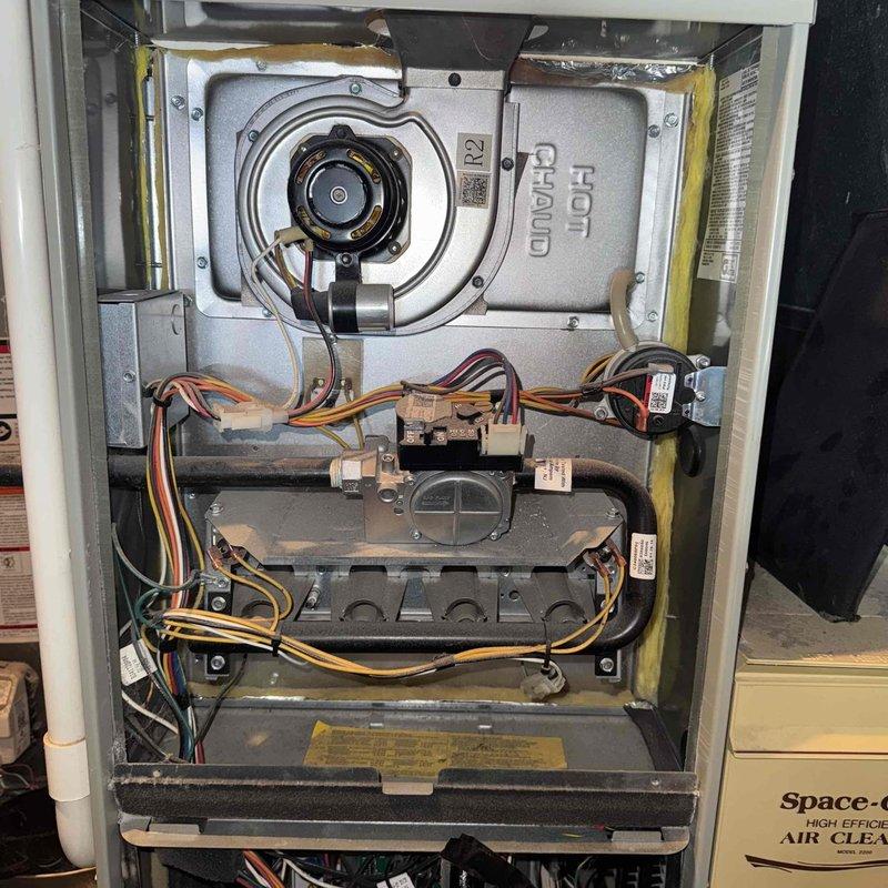 Performed comprehensive furnace tune-up maintenance service, including inspection of heat exchanger, blower motor assembly, and control board components. Checked all electrical connections and wiring harnesses for proper operation, and examined gas valve assembly for optimal functionality.