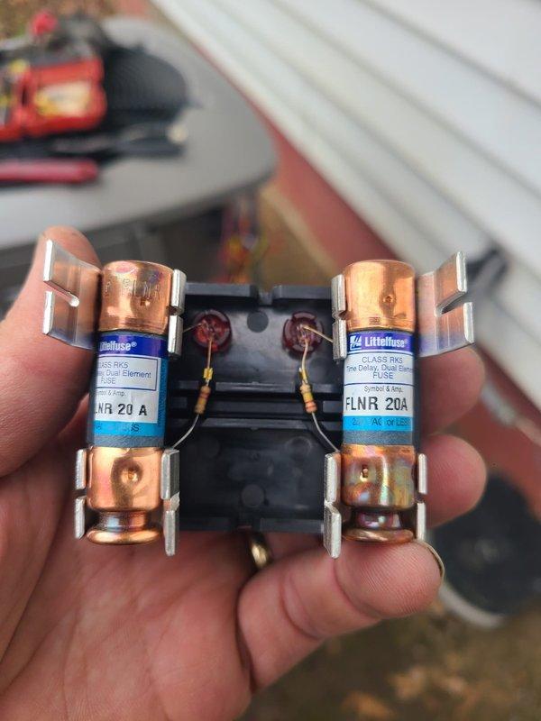 Successfully completed installation of a new 90% FRN furnace with matching AC system. Installed appropriate Class RK5 20A fuses (FLNR 20A) for electrical protection and ensured proper connections to all components including PVC drain lines, return/supply ductwork, and refrigerant lines. System was mounted securely against foundation wall with all manufacturer labels intact and accessible.
