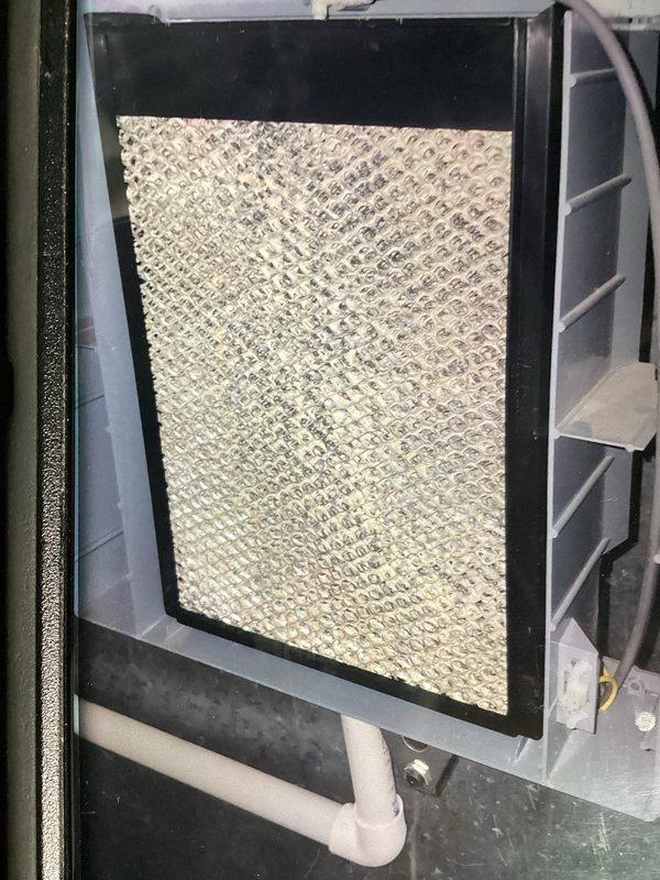 Performed scheduled maintenance on 3-4 year old furnace for MVP member. Inspected and evaluated humidifier component, noting filter with normal particulate accumulation. Checked condensate drain system including collection pan and drainage assembly for proper function.