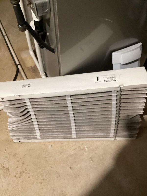 Performed routine A/C tune-up on 5-year-old Blind and Sons system. Inspected and replaced air filter with clean unit. Examined outdoor condenser unit showing normal wear; cleared debris around unit to ensure proper airflow and optimal system performance.