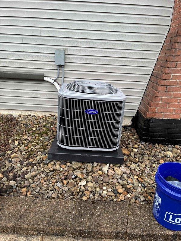 # Service Report: Early Bird A/C Tune-Up

Completed preventive maintenance tune-up on a 2-year-old Carrier outdoor condensing unit as part of seasonal early bird service request. Performed comprehensive system inspection including visual examination of condenser coil fins, electrical connections at disconnect box, refrigerant line insulation, and mounting pad stability. Unit showed normal wear for age with clean coil surfaces and proper clearances maintained around equipment. All safety controls verified operational, electrical connections secure, and system operating within manufacturer specifications upon completion of tune-up procedures.