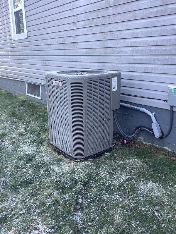 # HVAC Maintenance - Cooling Service Completed

Performed comprehensive preventive maintenance on residential split-system air conditioning unit. Inspected indoor Lennox furnace with integrated cooling coil in basement mechanical room and outdoor condenser unit. Conducted complete system evaluation including refrigerant line inspection, electrical connections verification, and airflow assessment. All components found operating within normal parameters. System tested and confirmed functioning properly for cooling season.