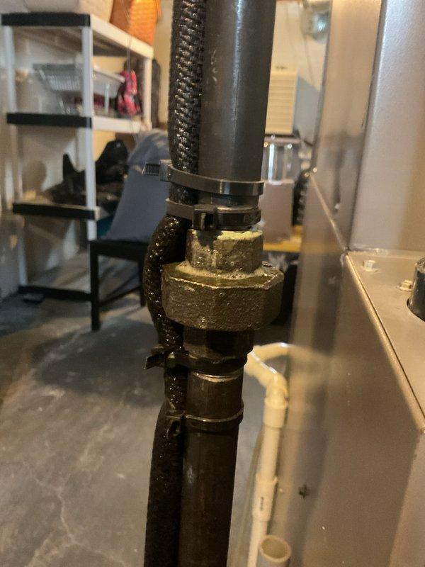 Completed comprehensive MVP furnace maintenance inspection for recurring service customer. Performed standard heating system evaluation, inspected gas piping connections and shut-off valve assembly for proper operation and safety compliance, and verified all mechanical components in utility area were functioning within normal parameters. Documentation photos captured condition of gas line connections and basement HVAC equipment layout for service records.