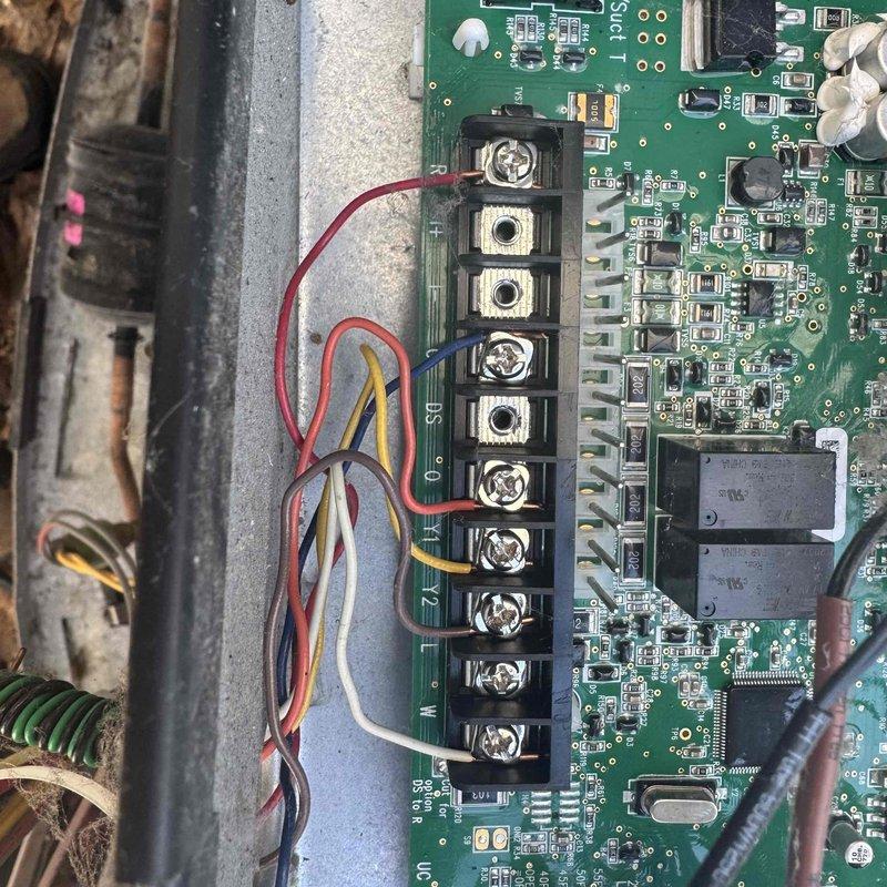 Replaced defective outdoor reversing valve on heat pump system. Evacuated refrigeration system, pulled vacuum to proper specifications, and recharged unit with fresh refrigerant to manufacturer specifications. Verified all electrical connections at control board terminal strip and confirmed proper system operation upon completion.