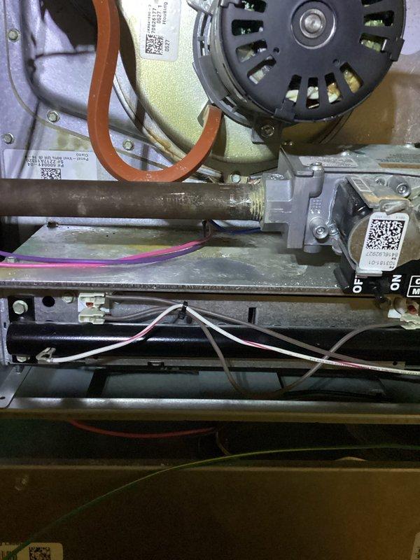 Completed routine BS-MVP heating maintenance visit on residential furnace system. Performed comprehensive inspection of internal components including blower motor assembly, heat exchanger tubes, burner assembly, and gas valve operation. Documented system condition with photographic records showing all major components functioning within normal parameters. Unit tested and confirmed operational.