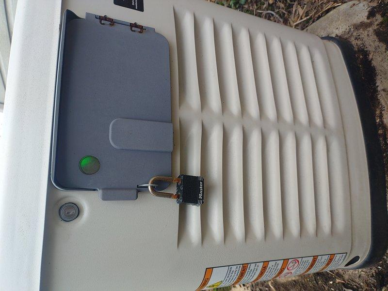 Responded to service call for non-operational 11-year-old 14kW standby generator requiring diagnostic troubleshooting. Upon arrival, performed comprehensive system inspection and documented equipment condition including exterior junction box and generator housing showing normal weathering for age and outdoor exposure. Verified all accessible components, checked control panel status indicators, and assessed overall unit functionality to determine root cause of failure and provide repair recommendations to restore generator to operational status.