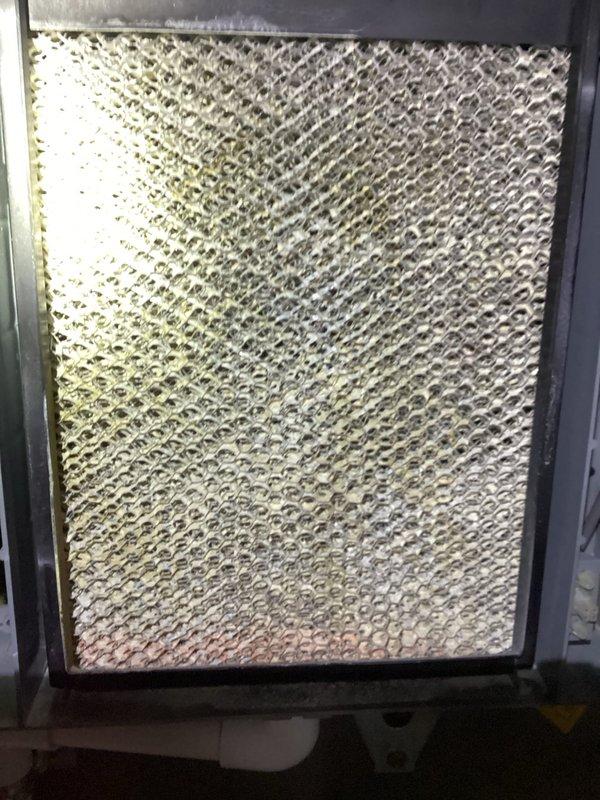 Completed scheduled routine HVAC maintenance on a two-year-old Lennox air handler system. Inspected the unit, condensate drain lines, and ductwork connections, finding all components in proper working condition. Documented the existing air filter showing normal dust accumulation and discoloration consistent with regular operation, indicating the filter will require replacement at the next service interval to maintain optimal system efficiency.
