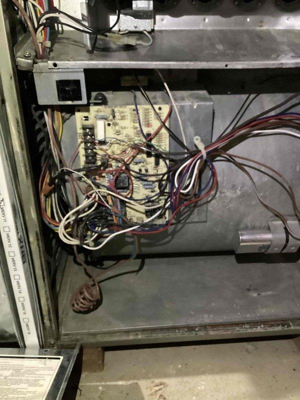 Responded to service call for intermittent moaning sound occurring before blower motor engagement on 3-year-old Carrier furnace unit. Upon inspection, diagnosed worn blower motor bearings causing the noise issue. Lubricated blower motor bearings, tested system through multiple heating cycles to verify proper operation, and confirmed elimination of abnormal sounds. Unit now operating within normal parameters with smooth blower engagement.
