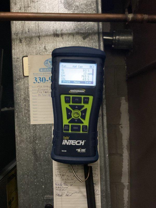 Completed comprehensive MVP furnace maintenance inspection including combustion analysis using gas analyzer to verify proper natural gas operation and efficiency levels. Performed internal ductwork inspection with camera equipment, documenting moderate dust and debris accumulation throughout ventilation system that may impact airflow and indoor air quality if not addressed during future maintenance cycles.