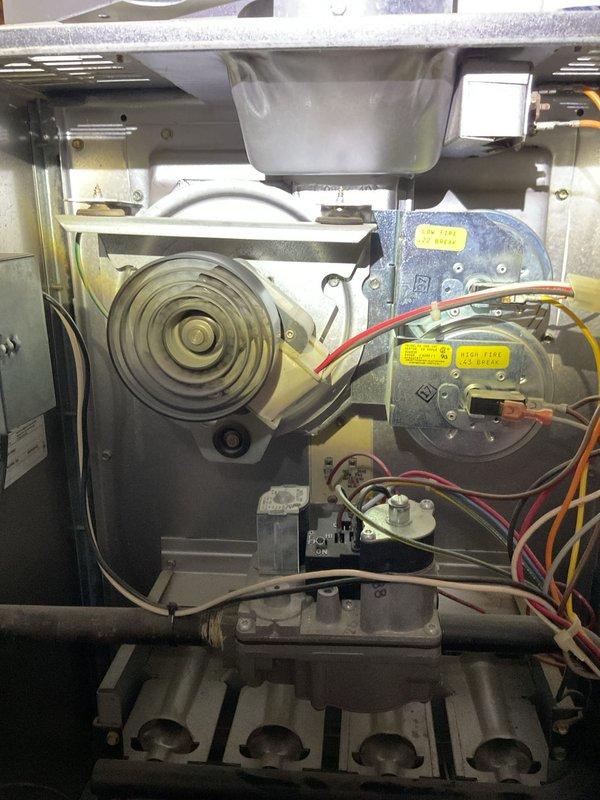 Completed comprehensive annual maintenance and tune-up on a 17+ year old Carrier Weathermaker 8000ts gas furnace. Performed full system inspection including burner assembly, heat exchanger, pressure switches, gas valve, draft inducer motor, and all safety controls. Verified proper operation of all electrical components, tested ignition sequence, and confirmed appropriate flame characteristics. Cleaned burners, inspected flue venting system, and ensured all connections were secure and functioning within manufacturer specifications.