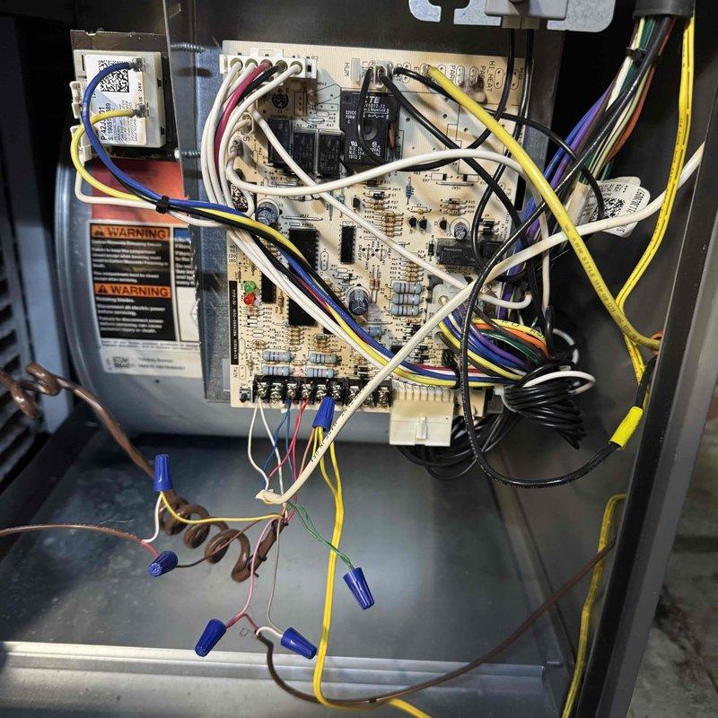 Completed scheduled furnace maintenance on a 4-year-old heating unit. Performed comprehensive system inspection including control board evaluation, electrical connections verification, and blower assembly cleaning. All components found to be operating within normal parameters with minor dust accumulation removed from blower wheel to ensure optimal airflow and system efficiency.