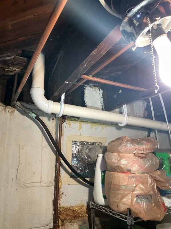 Responded to service call for plumbing modifications in kitchen area to accommodate installation of combo washer/dryer unit replacing existing dishwasher. Replaced existing hot water supply line and installed new cold water supply line to meet specifications for the new appliance. Ensured proper shutoff valves were installed for both supply lines, verified connections for leaks, and confirmed adequate water pressure and flow rates for optimal appliance operation.