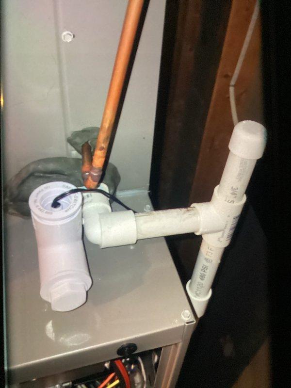 Completed MVP recurring maintenance service on 4-year-old furnace and air conditioning system. Performed comprehensive inspection of heating components including blower assembly, burner chamber, and ignition system. Verified proper operation of condensate pump and drainage system with PVC piping configuration. All equipment found operating within manufacturer specifications with no immediate repairs required.