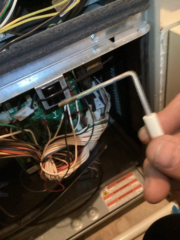 Completed routine MVP heating maintenance visit. Performed system inspection including control board diagnostics and electrical connections verification within the unit's control panel. Inspected and evaluated air filter condition, which showed clean pleated media with proper airflow characteristics.