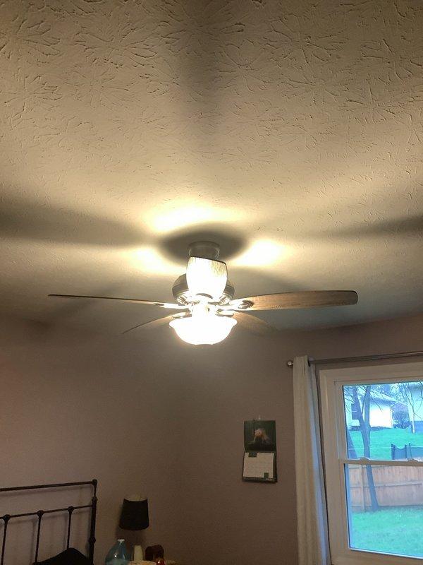 Replaced one customer-supplied ceiling fan in bedroom, removing existing unit and installing new fan with integrated light fixture. Installed two additional light fixtures in residence. Verified proper electrical connections, tested all fixtures for functionality, and confirmed switch operation. All work completed same day per customer request following membership program review.