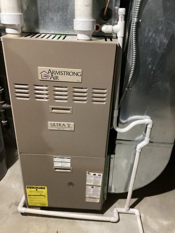 Completed comprehensive tune-up service on both furnace and air conditioning systems at residential property. Armstrong Air Ultra V furnace and AC unit were thoroughly inspected, tested, and serviced according to manufacturer specifications. Changed dirty 18x25x1 air filter, checked all electrical connections and controls, verified proper operation of both heating and cooling systems, and confirmed all safety mechanisms functioning correctly.