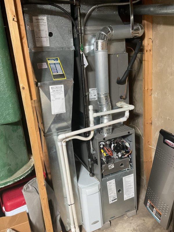 Performed comprehensive AC tune-up on five-year-old residential cooling system under service contract. Completed full preventative maintenance inspection of furnace and air handler components, verified proper operation of all mechanical systems, and documented filter condition and overall equipment status. All components found to be operating within normal parameters.
