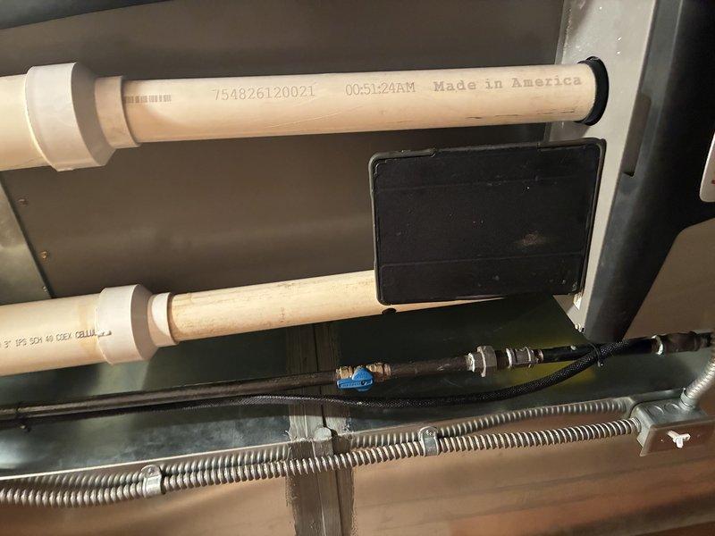 Completed scheduled MVP heating maintenance visit. Performed comprehensive inspection of heating system components including gas piping, condensate drainage system, and associated mechanical equipment in basement area. Verified proper installation and condition of gas supply lines, PVC condensate drain piping, and flexible connection hoses. All system components operating within normal parameters with no issues identified during inspection.