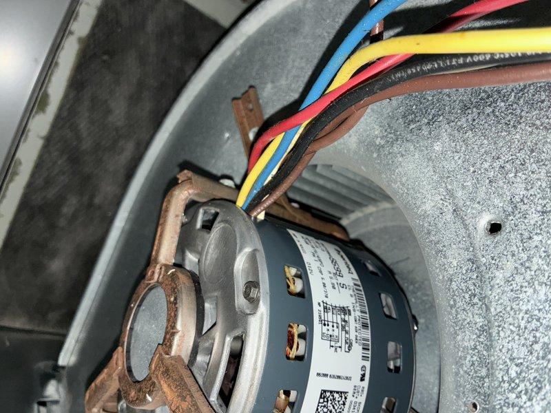 Completed preventive maintenance visit on two HVAC heating units. Inspected blower motor assemblies, verified proper electrical connections and wiring configurations, and examined air filtration systems. Replaced dirty pleated air filters showing significant dust accumulation on both units to ensure optimal airflow and system efficiency.