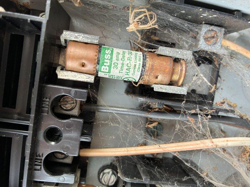 Completed comprehensive heating maintenance on natural gas furnace for property sale preparation. Performed full system inspection including heat exchanger examination using borescope camera, verified burner assembly operation, and inspected electrical components including 30-amp time-delay fuse in disconnect panel. Noted significant dust and debris accumulation throughout electrical enclosure and recommended cleaning for optimal safety and performance.