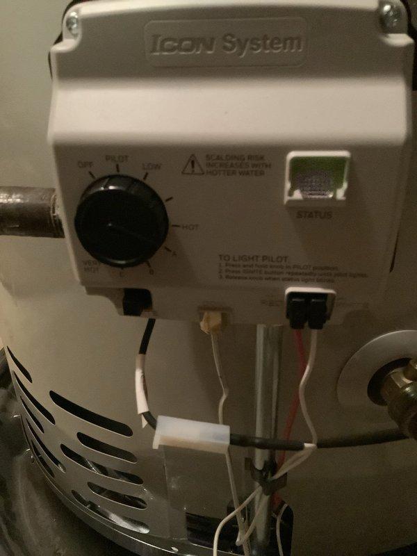 Completed routine maintenance flush on Bradford White tanked water heater as scheduled. Drained sediment buildup from tank bottom, inspected gas control valve assembly and confirmed proper operation of Honeywell Iconix control system with digital status display. Verified all copper supply lines, shut-off valves, expansion tank, and venting connections were secure and functioning correctly with no leaks detected.