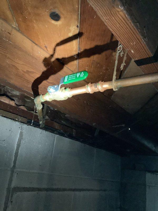 Responded to emergency call for water heater failure and basement flooding from unit originally installed five years prior. Upon arrival, conducted thorough inspection of tanked water heater system and associated plumbing infrastructure. Identified source of leak and assessed extent of water damage to surrounding area. Examined copper supply lines, pressure relief valve, drain valve, and tank integrity to determine failure point. Documented existing conditions including piping connections, pressure tank, and mechanical room components. Evaluated system pressure and tested all valves and fittings for proper operation. Provided customer with assessment findings and recommended corrective action plan to resolve leaking issue and restore hot water service.
