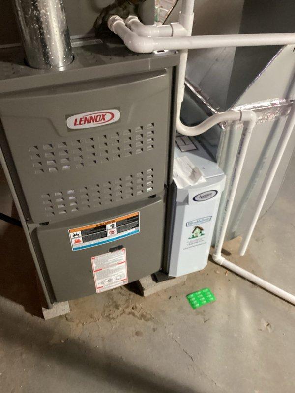 Completed BS-MVP preventive maintenance cooling visit on residential split system. Performed comprehensive inspection of outdoor condenser unit and indoor Lennox furnace with cooling components. Checked refrigerant levels, electrical connections, and verified proper system operation. All equipment found to be functioning within normal parameters with no issues identified during this recurring maintenance service.