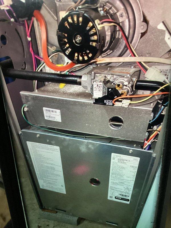 Completed heating system inspection and maintenance for residential furnace unit. Evaluated blower motor assembly, gas valve connections, and electrical wiring configuration, all found operating within normal parameters. Inspected air filtration system and noted significant dust accumulation on filter media requiring replacement to maintain proper airflow and system efficiency. Discussed maintenance plan renewal options with customer as requested.