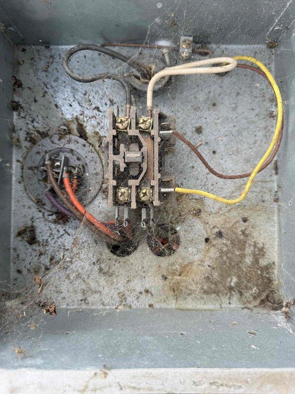 Completed scheduled MVP cooling maintenance visit. Performed comprehensive system inspection including evaluation of control board, electrical connections, and contactor assembly. Control board showed good operational condition with clean solder joints and proper wire terminations across all connection points. Exterior contactor unit exhibited significant dirt accumulation, debris buildup, and age-related wear on interior surfaces and electrical components. All electrical connections were verified for proper operation despite visible corrosion on terminal points consistent with extended service exposure in humid conditions.