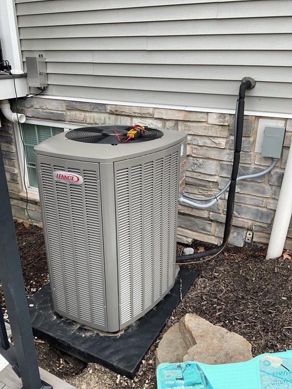 Completed routine preventative maintenance on Lennox air conditioning system under one year old and covered by warranty. Performed comprehensive inspection of indoor evaporator coil assembly, air handler unit, refrigerant lines, and outdoor condenser unit. All components operating within normal parameters with no issues identified during inspection.