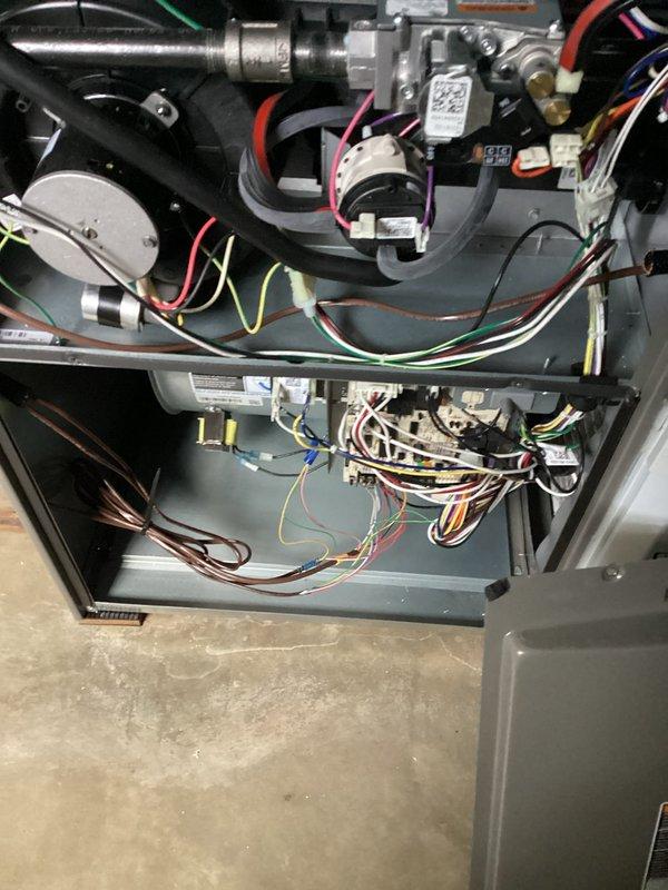 Completed comprehensive MVP AC maintenance on residential HVAC system. Performed thorough inspection of furnace unit, including blower motor assembly, gas line connections, and electrical wiring harnesses. Observed existing copper piping with surface oxidation and patina buildup in mechanical room. Verified proper operation of all system components, checked connections and fittings, and documented equipment condition through photographic records. All components found to be functioning within normal operational parameters.