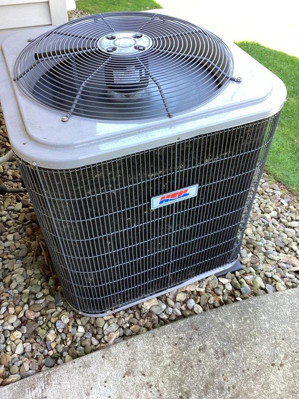 Completed MVP air conditioning maintenance service on outdoor condensing unit. System was inspected, cleaned, and tested for proper operation. Unit is in good working condition with no visible damage or deterioration noted. Condenser coils, electrical connections, and refrigerant levels were checked as part of routine preventive maintenance protocol.