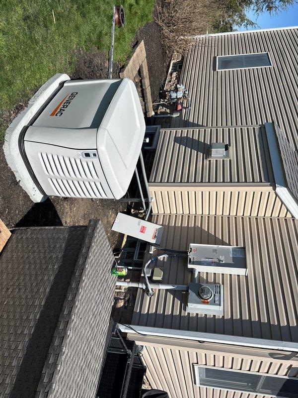Successfully completed installation of a Generac 26kW standby generator system with 30-foot gas and electrical line runs. The installation included running natural gas piping from the existing utility connections and establishing dedicated electrical circuits to integrate the generator with the home's power system. Per specifications, no transfer disconnect was required for this installation, allowing for streamlined integration with the existing electrical infrastructure.