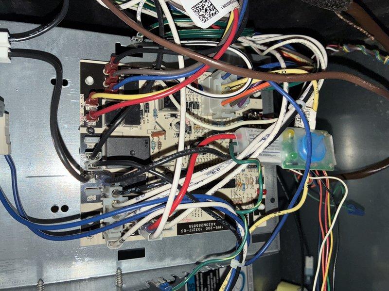 Completed comprehensive MVP preventive maintenance service on residential air conditioning system. Inspected and replaced air filter, which showed moderate dust accumulation and debris buildup. Performed thorough examination of electrical control panel, verifying all wiring connections, terminal blocks, relays, capacitors, and circuit board components for proper operation and secure connections. All system components found to be functioning within normal parameters.