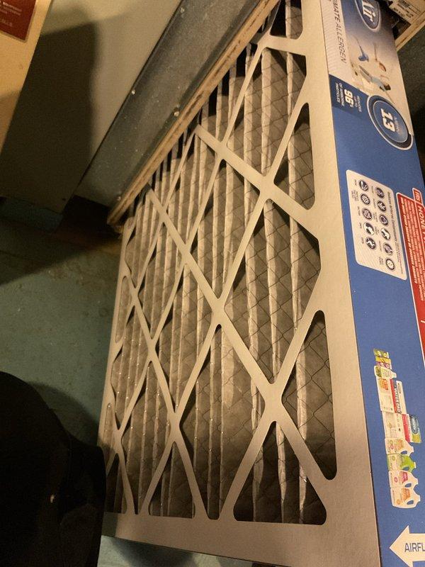 Performed routine cooling system maintenance visit for MVP customer. Inspected HVAC equipment in basement utility area, replaced air filter with new pleated filter unit, and verified proper operation of furnace and ductwork connections. System operating within normal parameters.