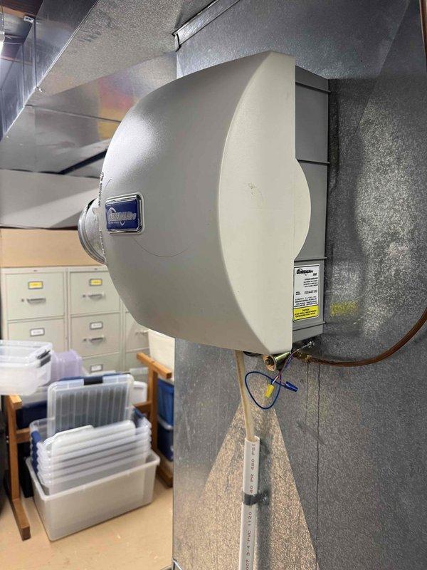 Responded to callback regarding frozen air intake issue on furnace system. Diagnosed and replaced defective PCB (printed circuit board) using parts retrieved from Famous Bedford under purchase order. Inspected humidifier unit, ductwork connections, gas lines, and verified proper system operation after component replacement to resolve freezing condition.